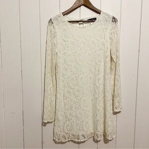 Pixie + Diamond Long sleeve White Lace Dress. Size 14.